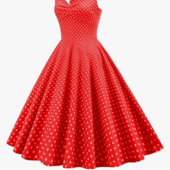 Women's Dress Retro Vintage Swing 1950's Halter polkadot print - Picture 3 of 3